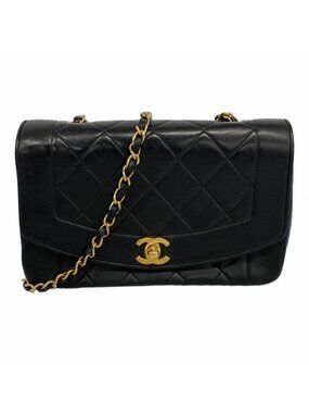 Chanel Shoulder Bag Diana Lambskin Black Gold